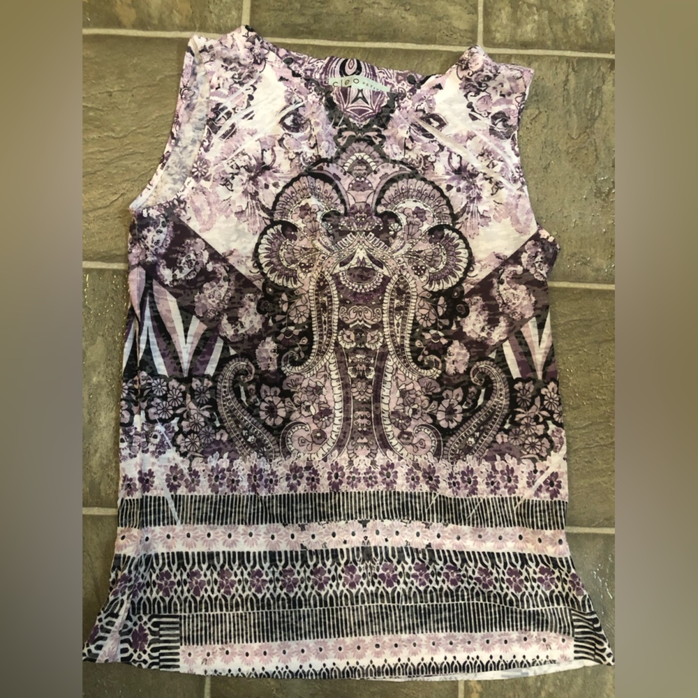 Cleo Purple Patterned Tank Top